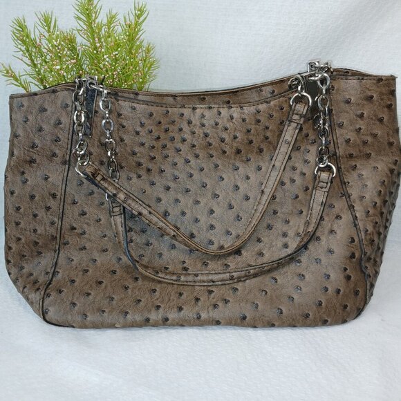 OSTRICH SHOULDER BAG, BROWN COLOR, MAGNETIC CLOSURE, LIKE NEW CONDITION - Picture 8 of 8